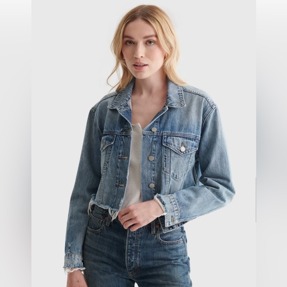 Lucky Brand Jackets & Blazers - Lucky Brand Cut-Off Trucker Distressed Blue Jean Denim Jacket Women’s Size Large